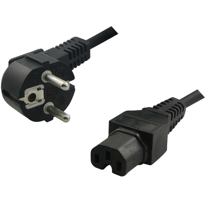Power cable 90° - C15 Straight 2m Black