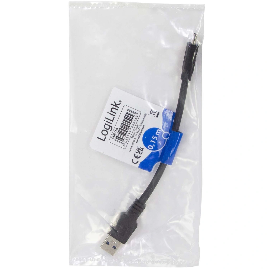 USB-A to USB-C Cable 15W 0.15m Black