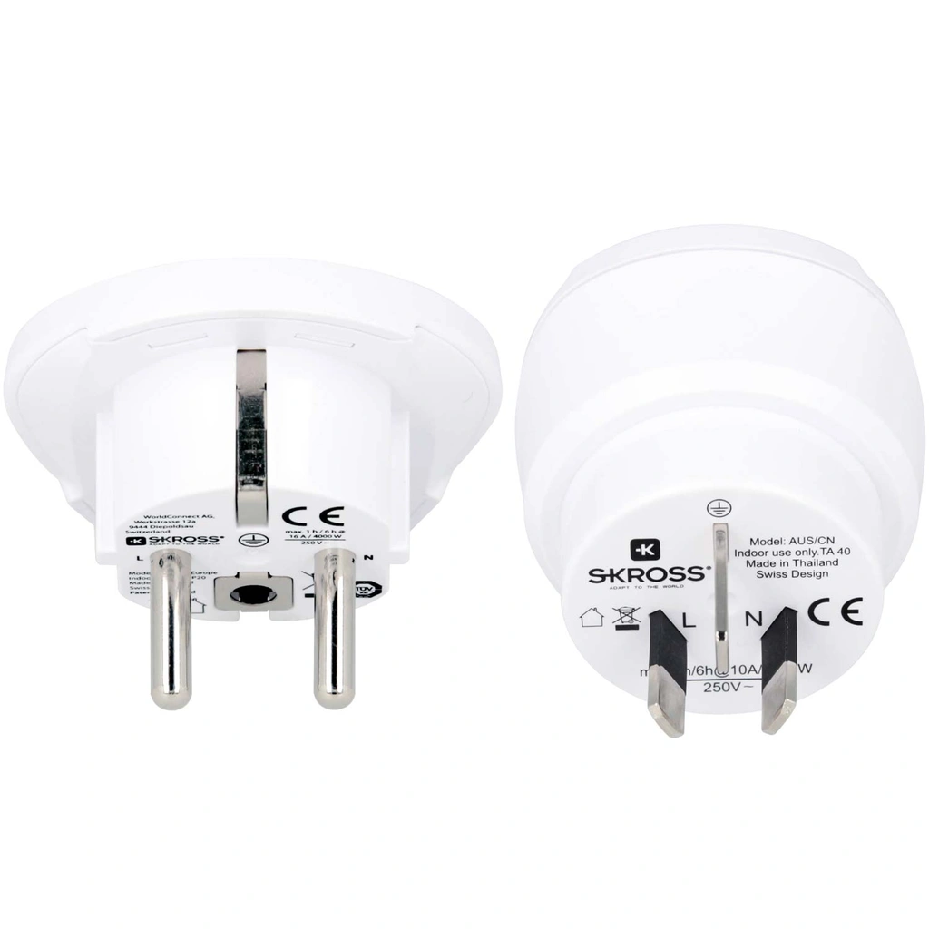 Reseadapter Combo Världen till Australien/Kina + Europa Jordad