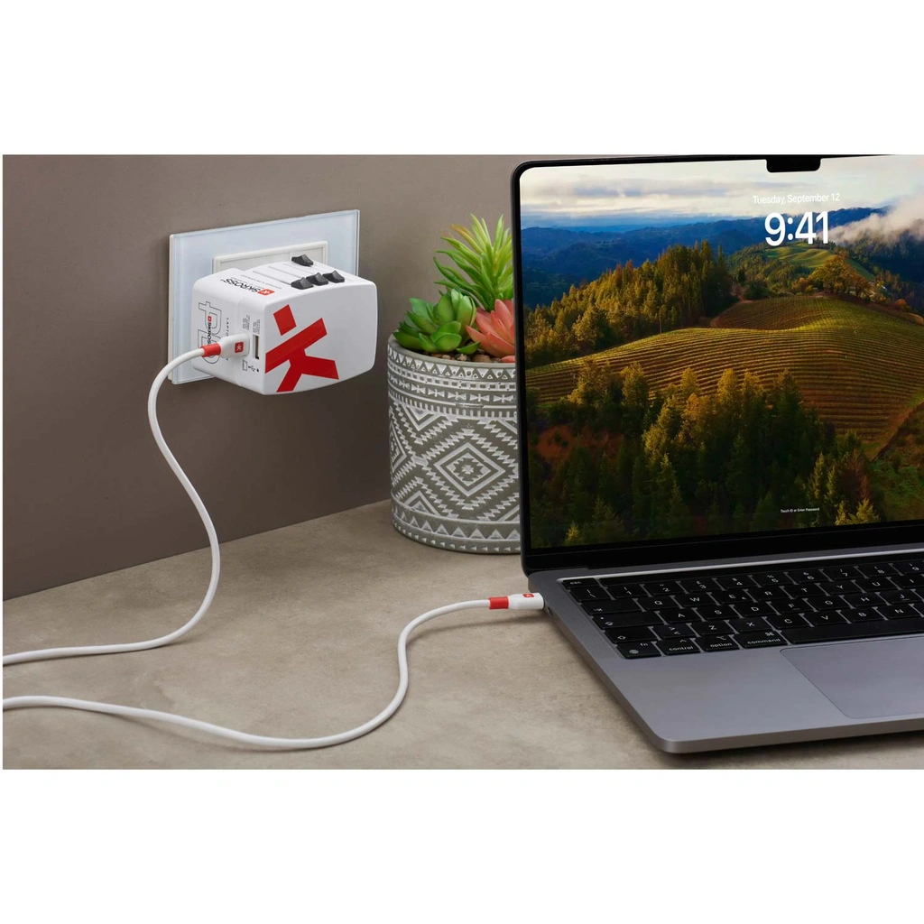 Världsreseladdare AC45PD USB-A+USB-C PD 45W Ojordad