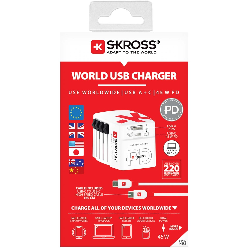 World USB Charger AC45PD USB-C PD + USB-A 45W 