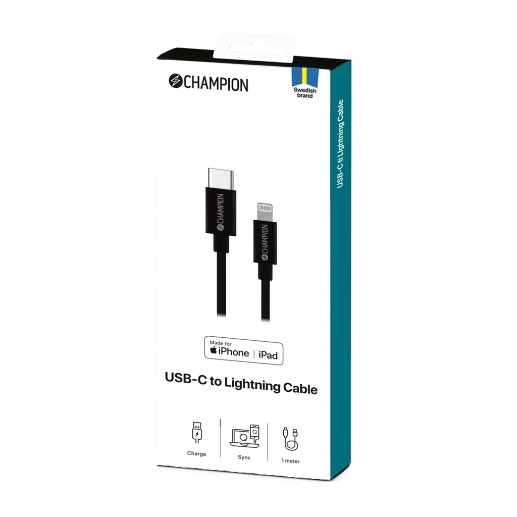 USB-C till Lightning Kabel 1m Svart