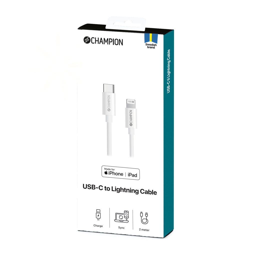 USB-C till Lightning Kabel 2m Vit