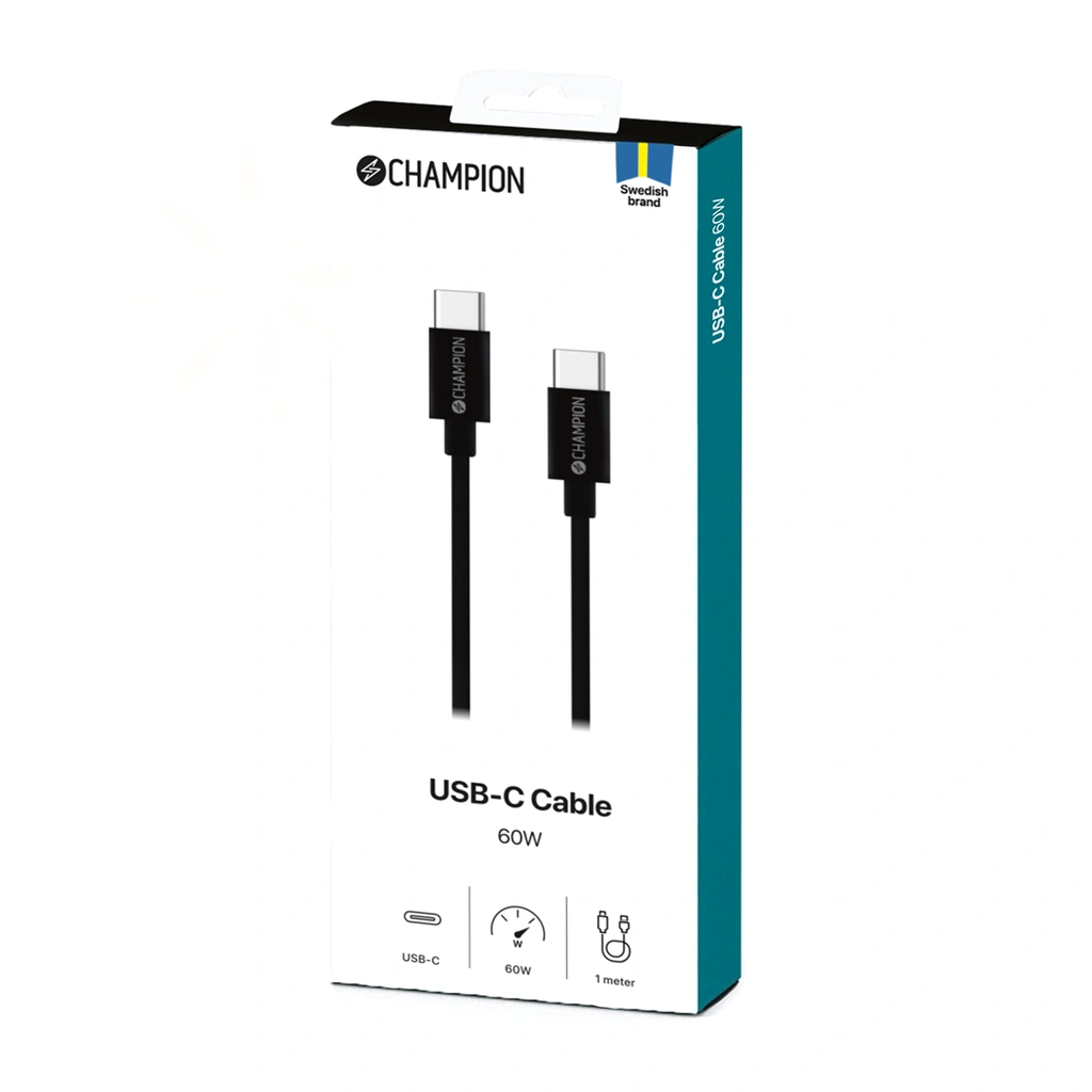 USB-C Kabel 60W 1m Svart