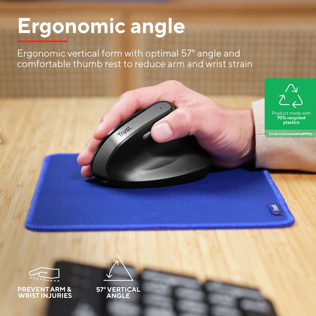 Bayo II Trådlös ergonomisk mus Svart