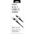 4-i-1-kabel USB-C/USB-A till USB-C/Lightning Max 60W 2 m Svart