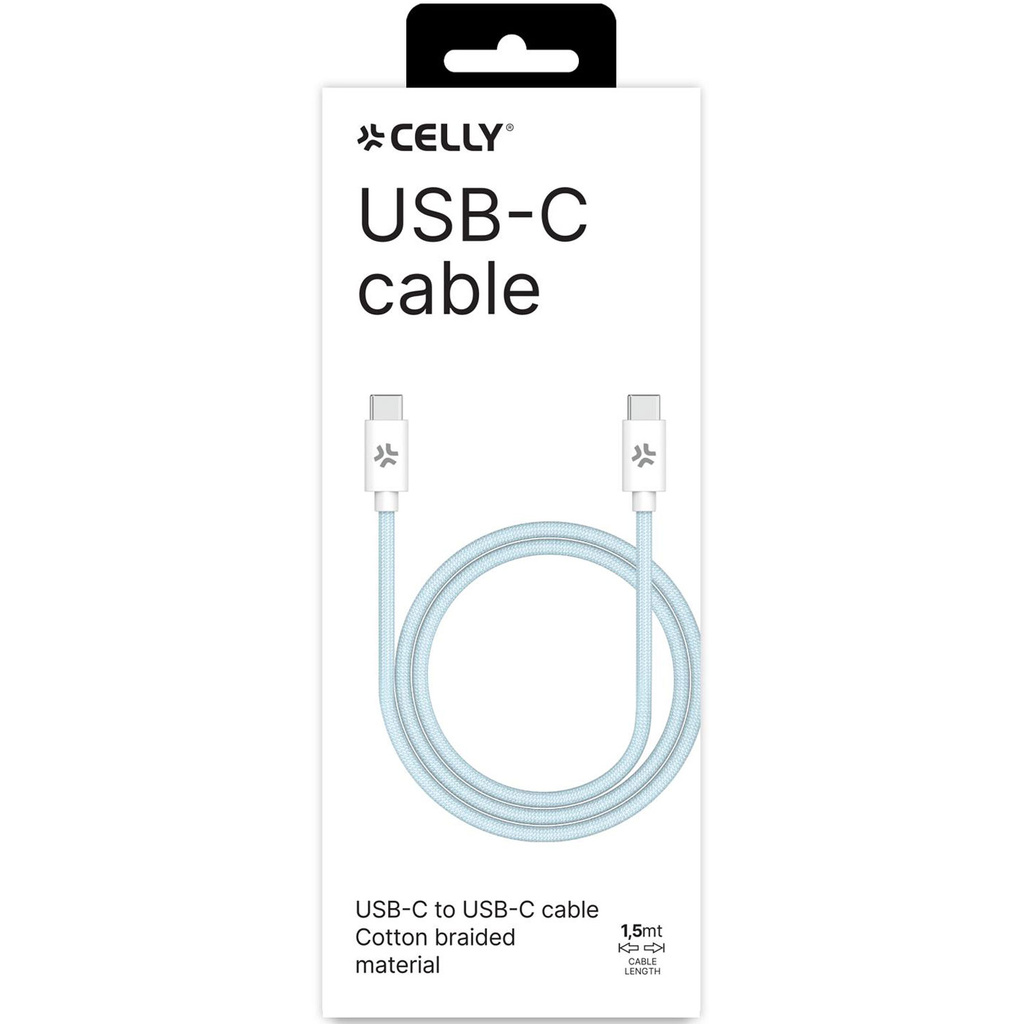 USB-C - USB-C-kabel 60W 1,5 m Ljusblå