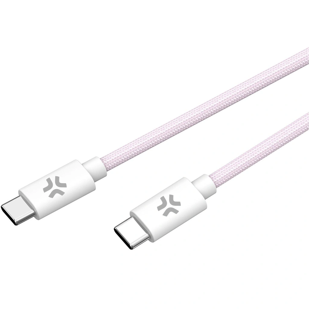 USB-C till USB-C Kabel flätad 60W 1,5m Rosa
