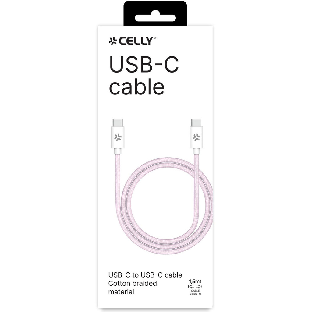 USB-C - USB-C-kabel 60W 1,5 m Rosa