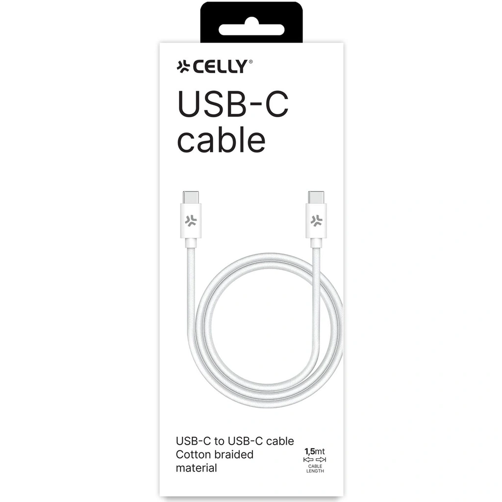 USB-C till USB-C Kabel flätad 60W 1,5m Vit