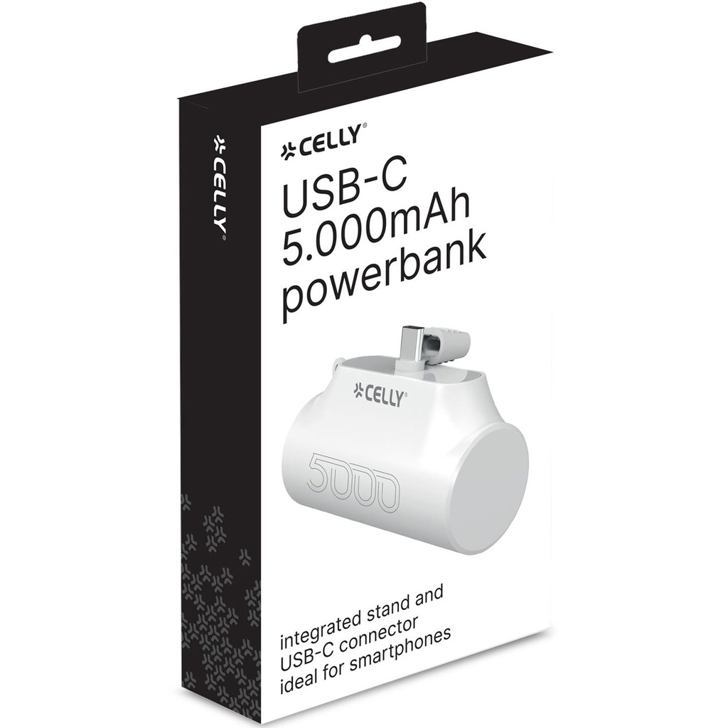 PBC5000 Kompakt PowerBank med USB-C-kontakt 10,5W 5000mAh Vit