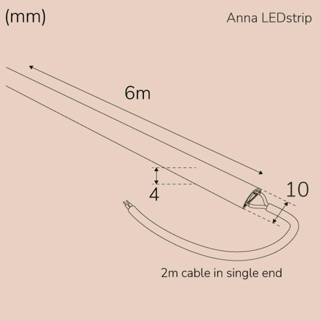 Anna Ledstrip COB-LED Milky utan trafo IP65 6m​​ 3000K​​​