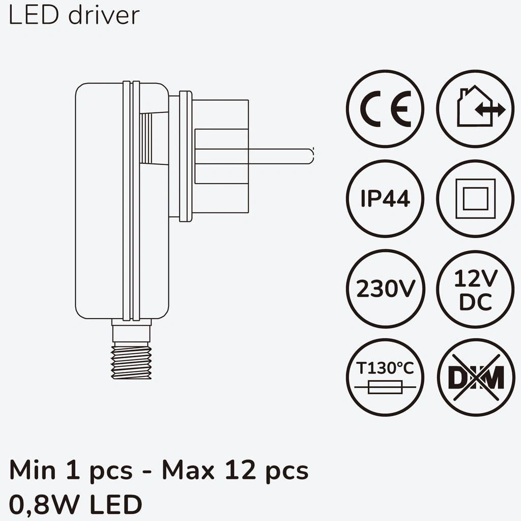 Allan Steplight kit 4-pack inkl strömadapter 12V 3000K 5lm IP67