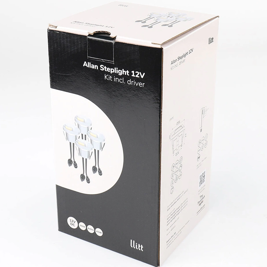 Allan Steplight kit 4-pack inkl strömadapter 12V 3000K 5lm IP67