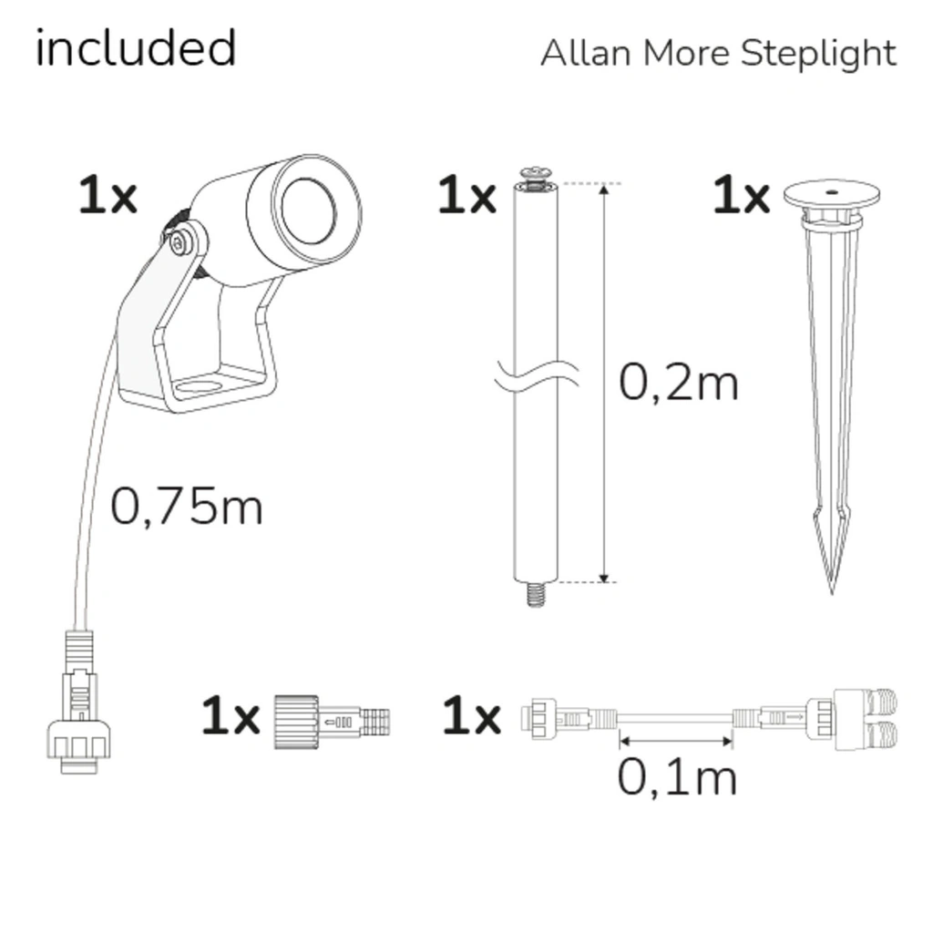Allan More Spotlight m metallspjut 1-pack 12V 3000K 100lm IP67