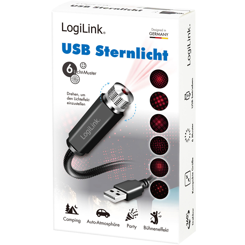 LED Starlight 6st ljusmönster USB-A