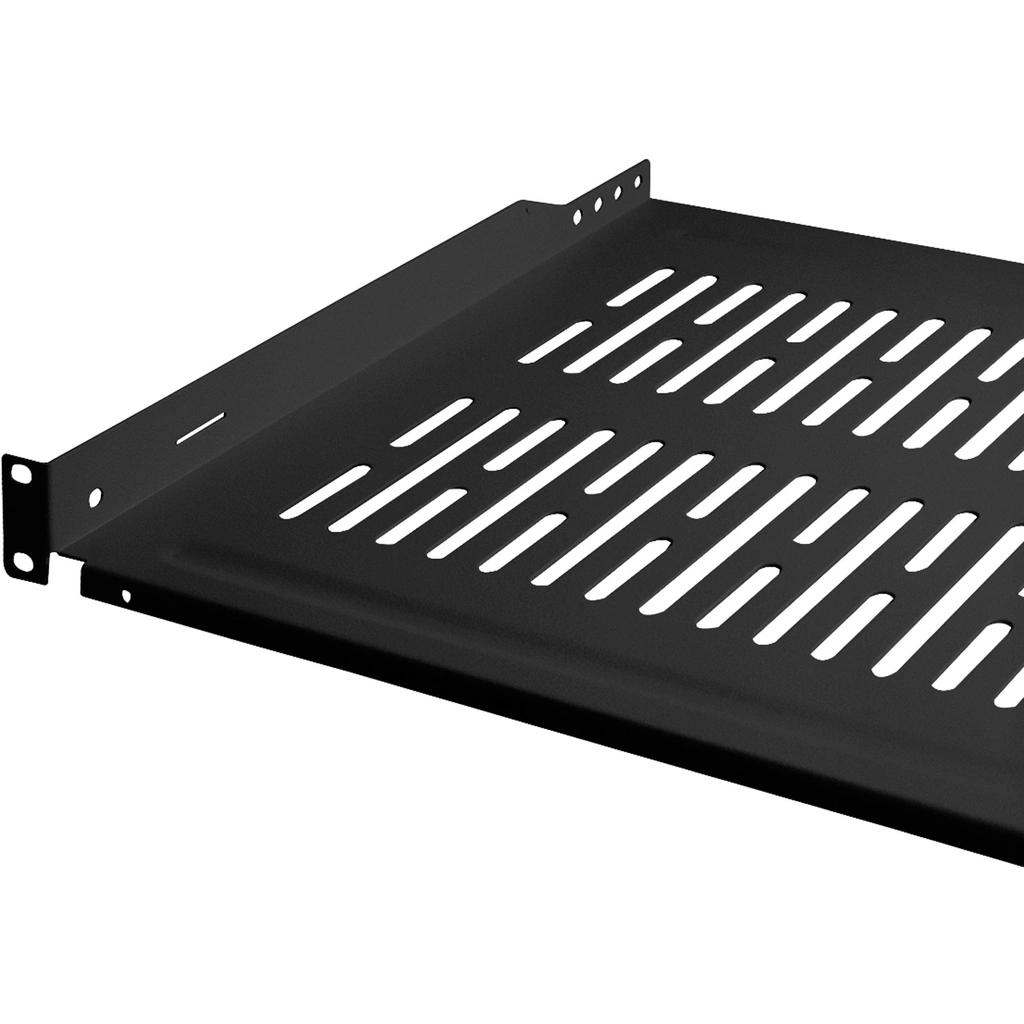 19"-hylla 1U 440 x 350 mm max 10 kg Svart