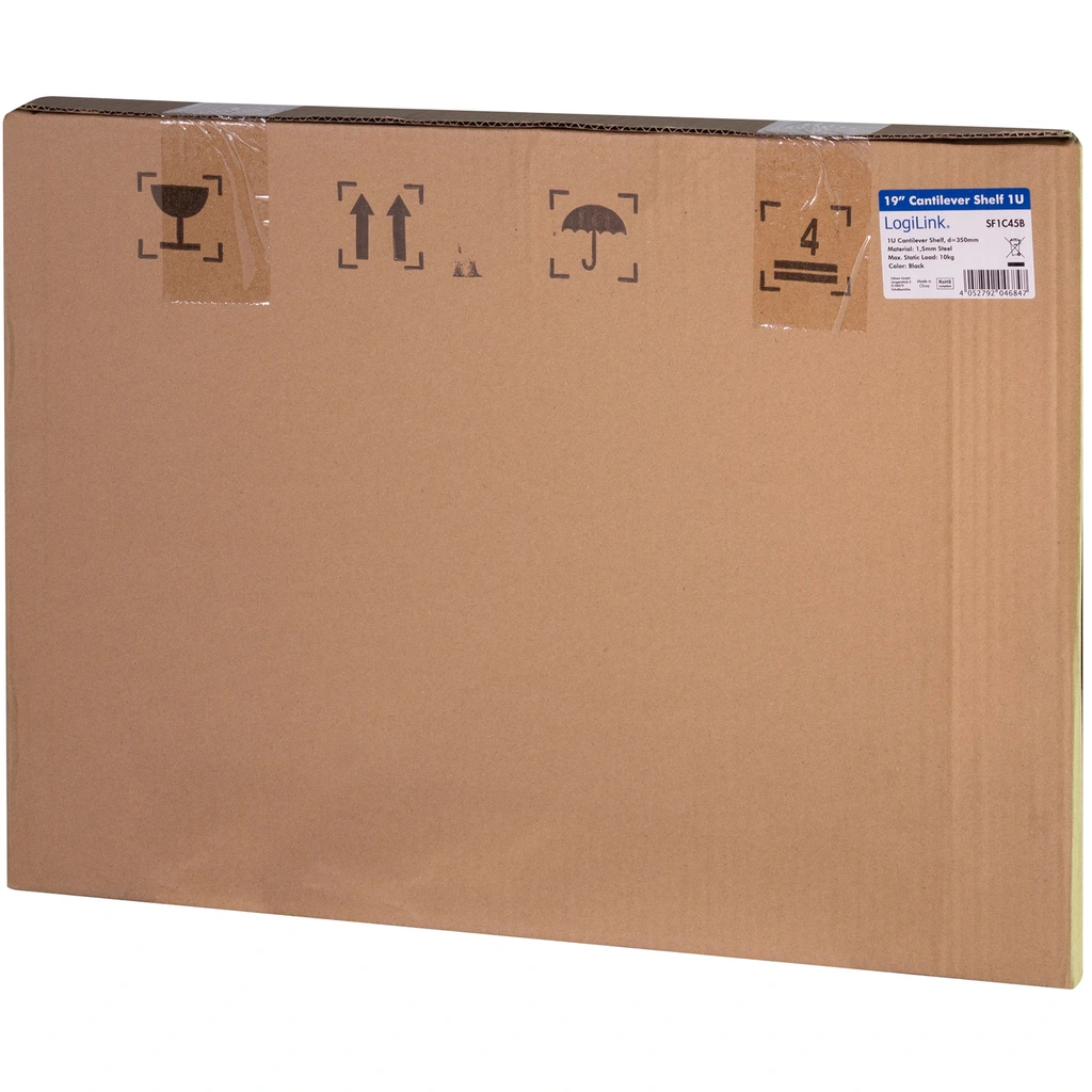 19"-hylla 1U 440 x 350 mm max 10 kg Svart