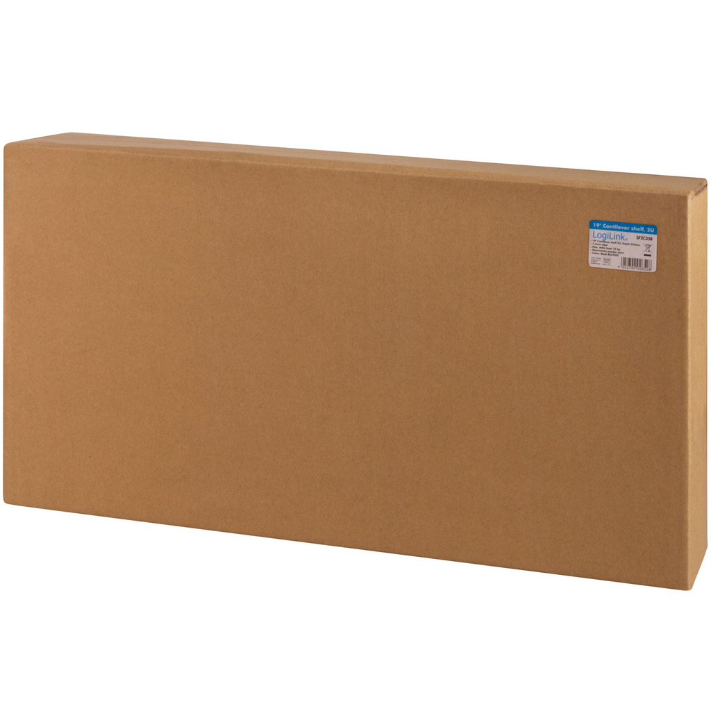 19"-hylla 2U 440 x 250 mm max 25 kg Svart