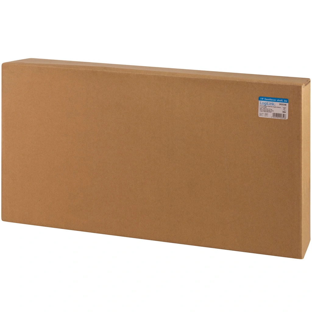 19"-Hylla 2U 440 x 250 mm max 25 kg Svart