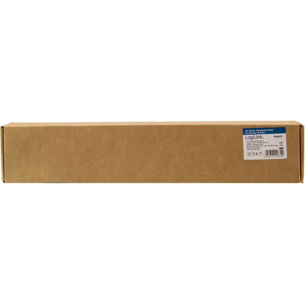 8-vägs grenuttag med brytare för 19"-rack U1 Svart