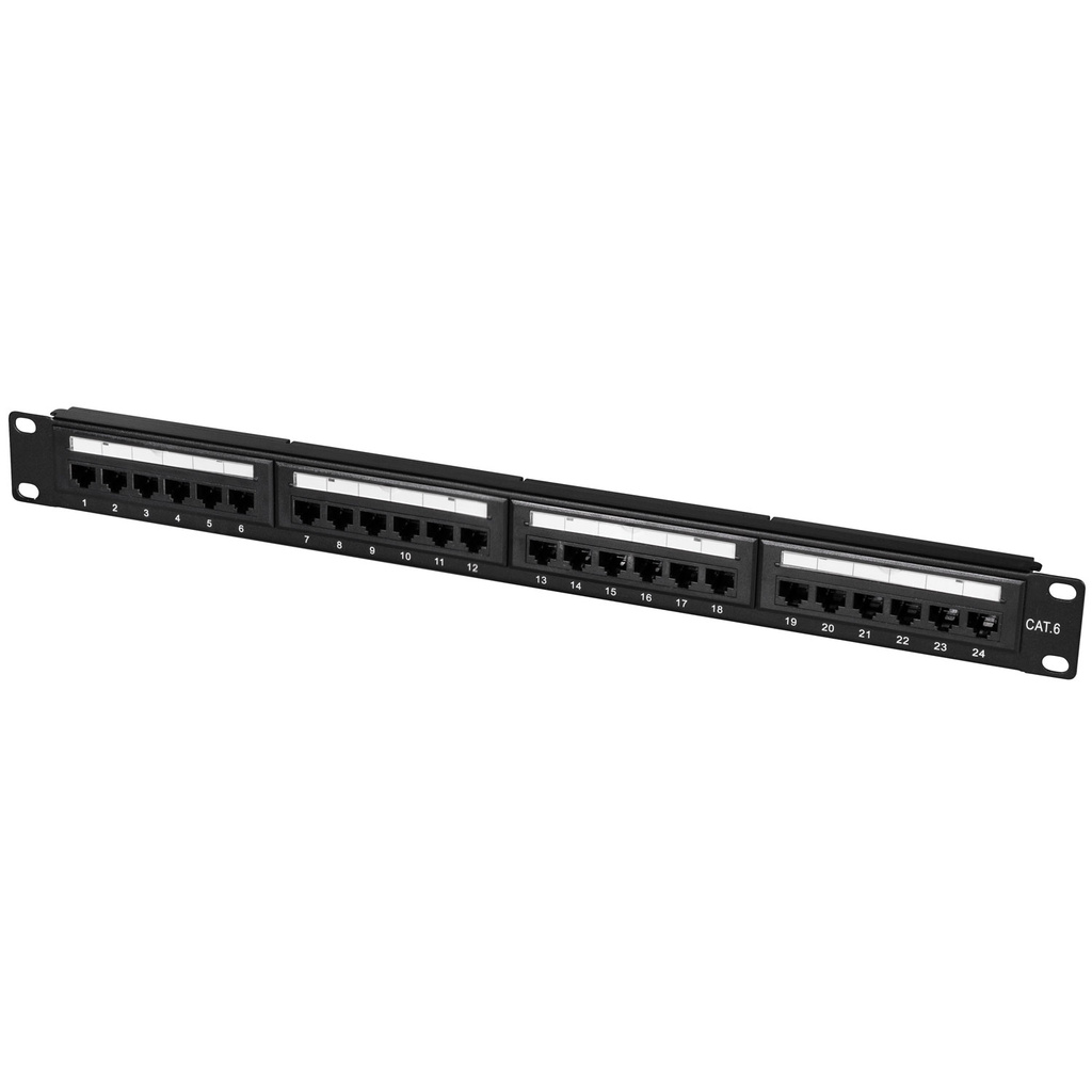 Patchpanel 24-portar Cat6 för 19" rack U1 Svart