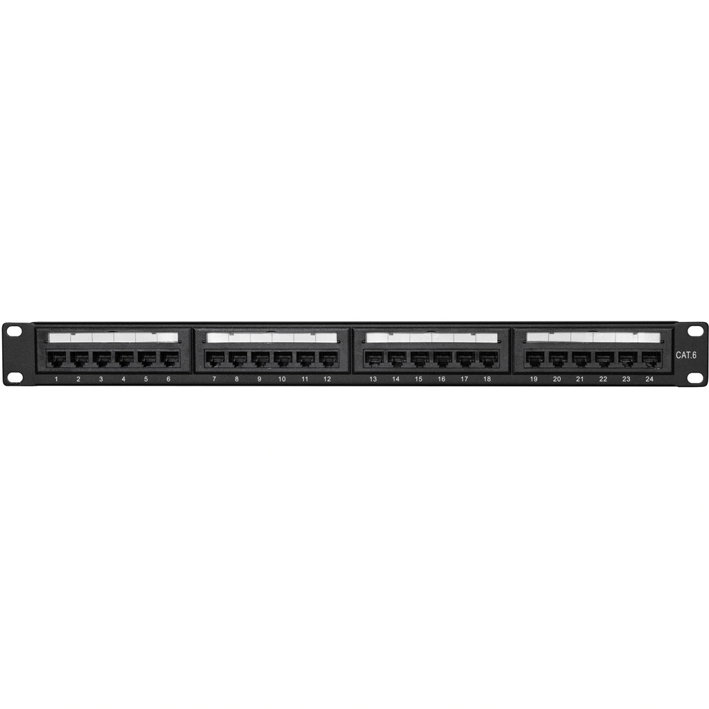 Patchpanel 24-portar Cat6 för 19" rack U1 Svart