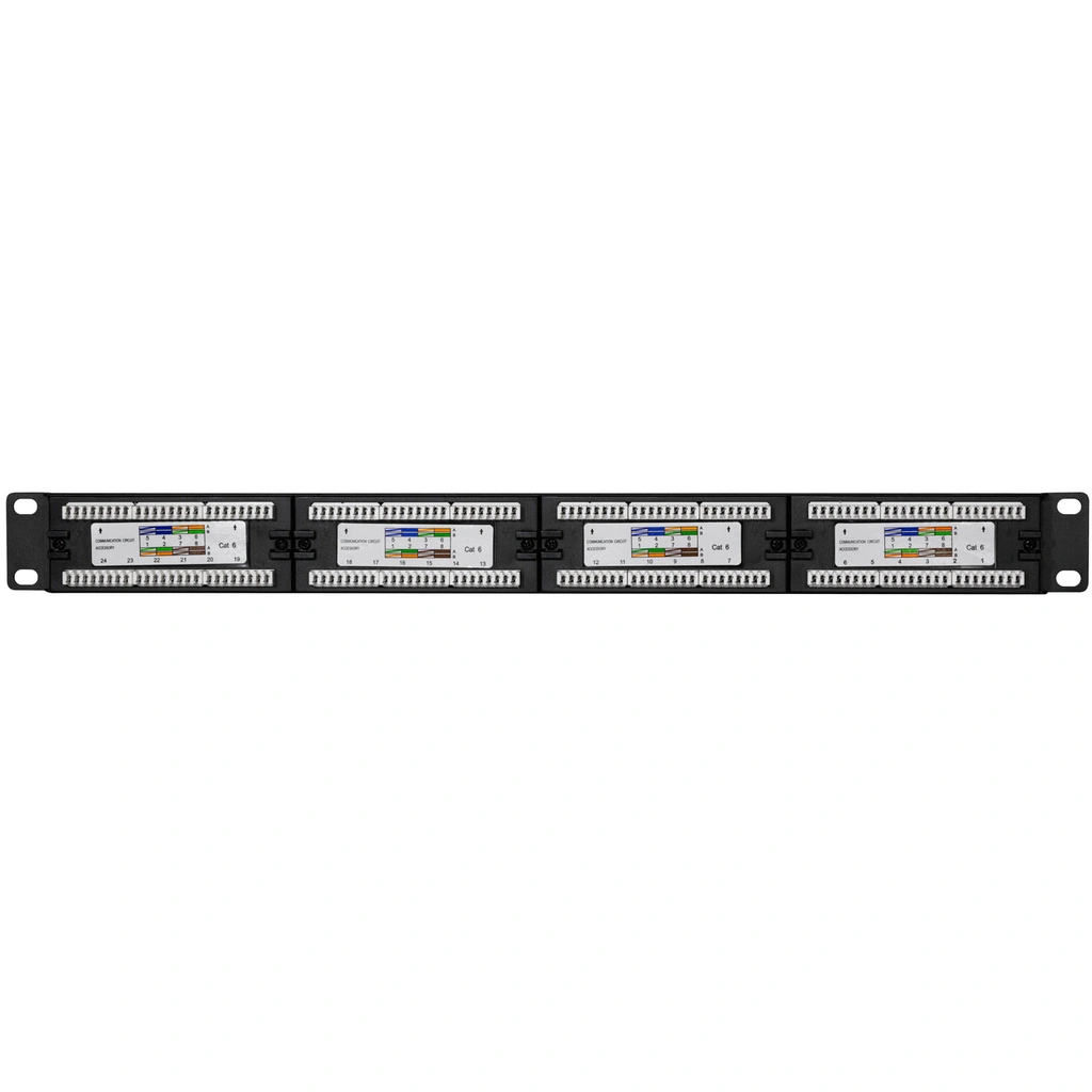 Patchpanel 24-portar Cat6 för 19" rack U1 Svart