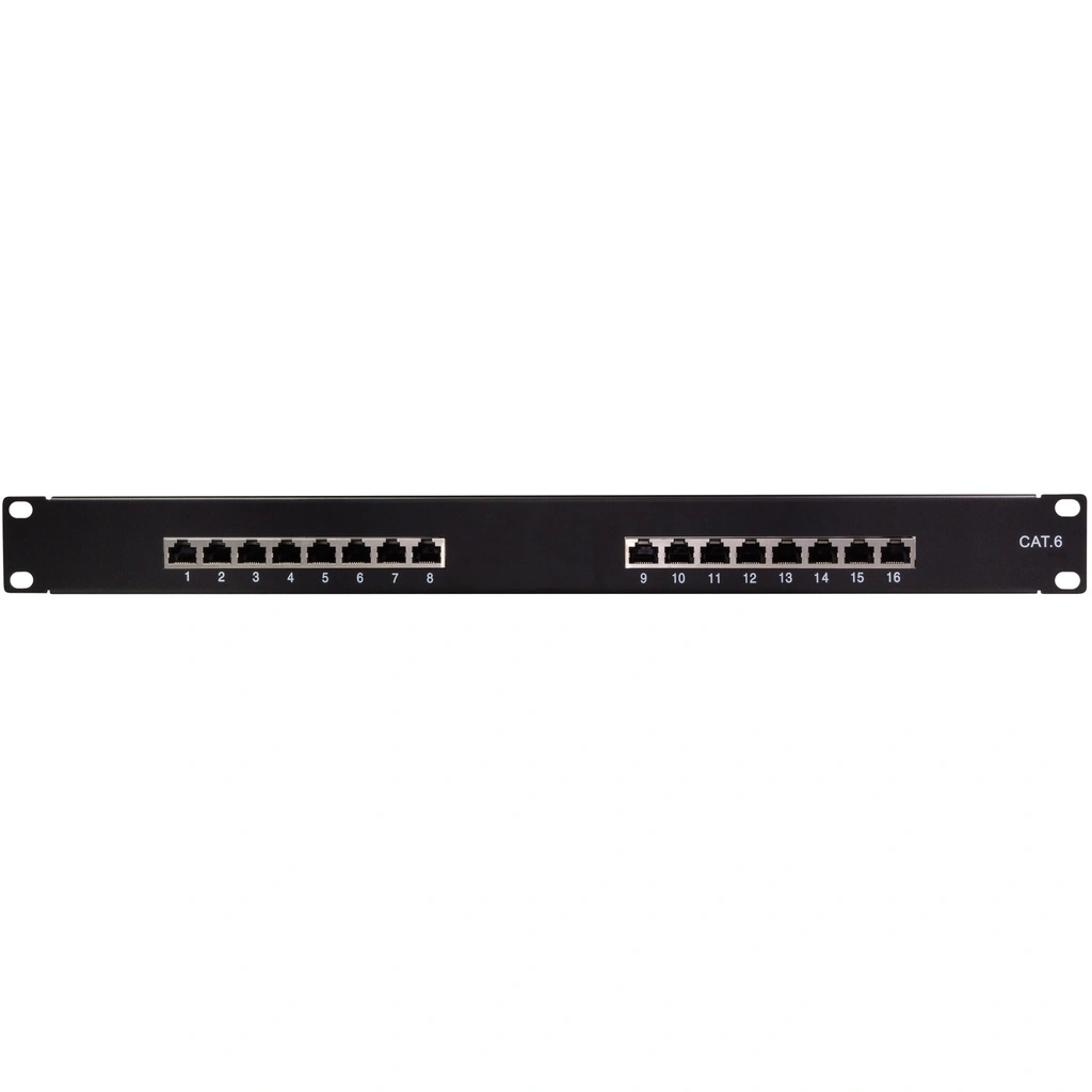 Patchpanel 16-portar Cat6 för 19" rack U1 Svart
