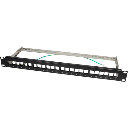 Patchpanel för 24st Keystone-uttag för 19" rack U1 Svart