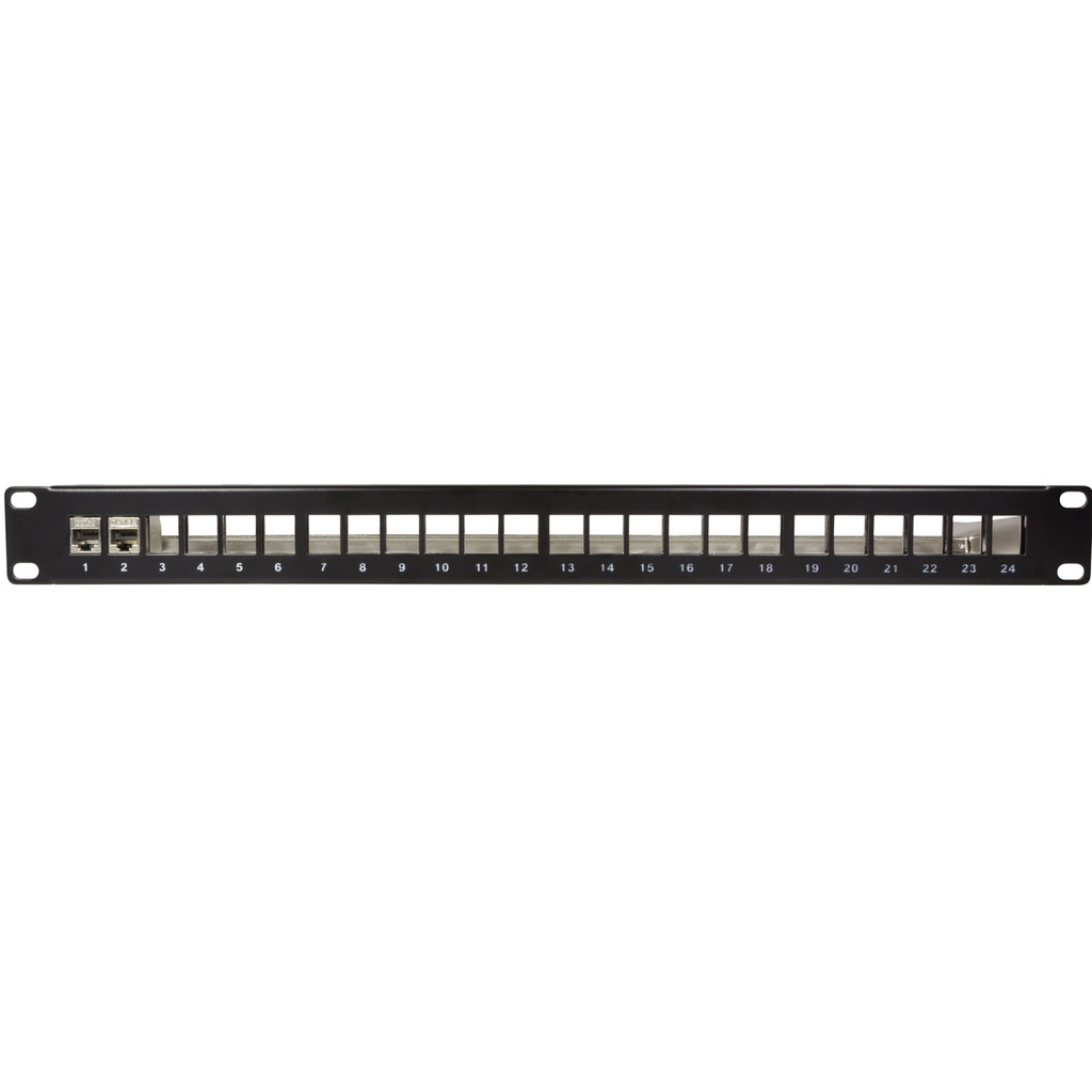 Patchpanel för 24st Keystone-uttag för 19" rack U1 Svart