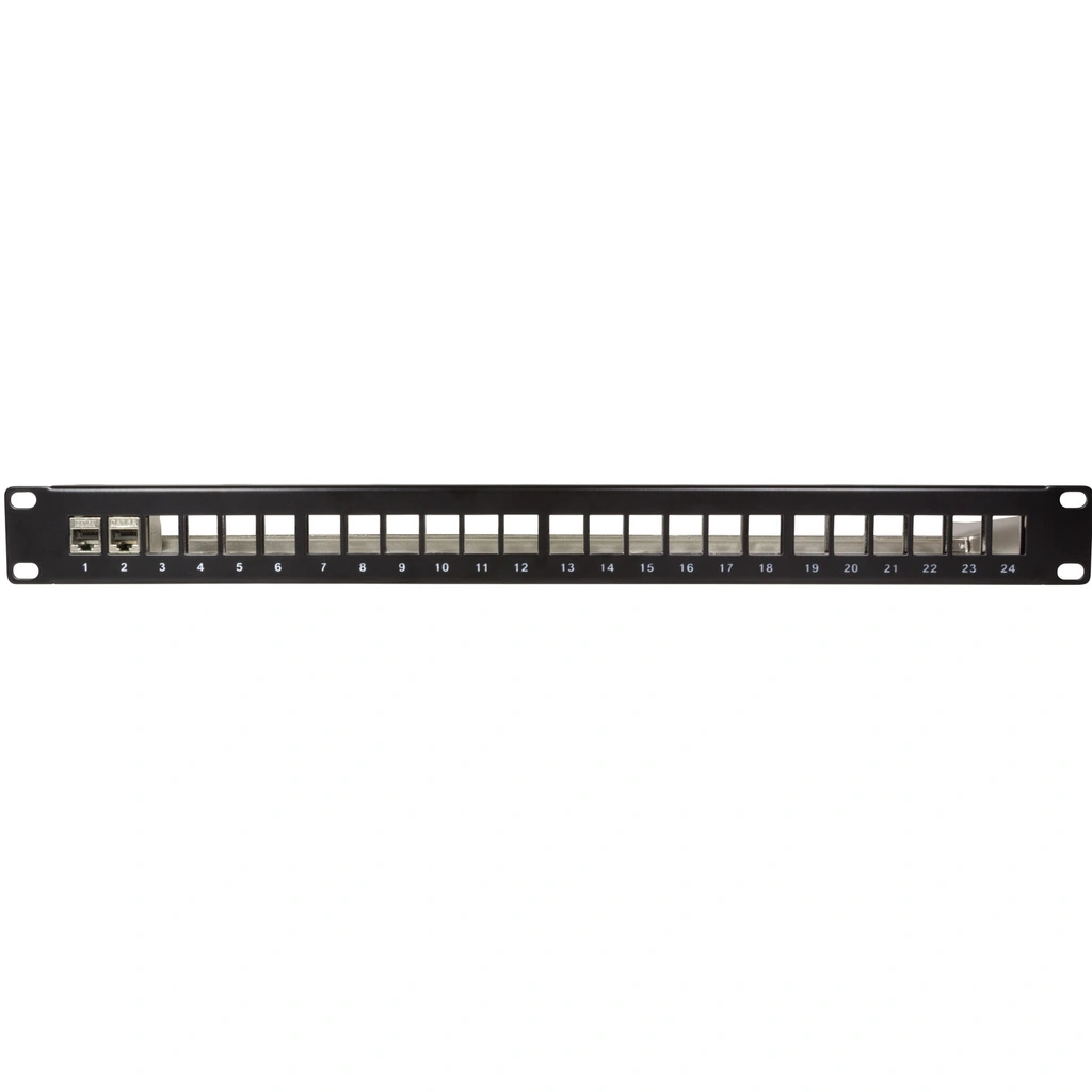 Patchpanel för 24st Keystone-uttag för 19" rack U1 Svart