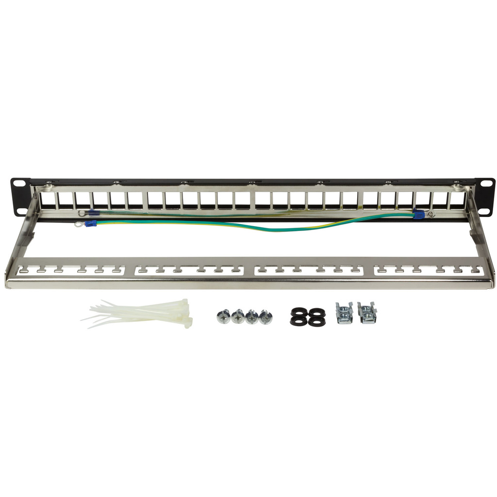 Patchpanel för 24st Keystone-uttag för 19" rack U1 Svart