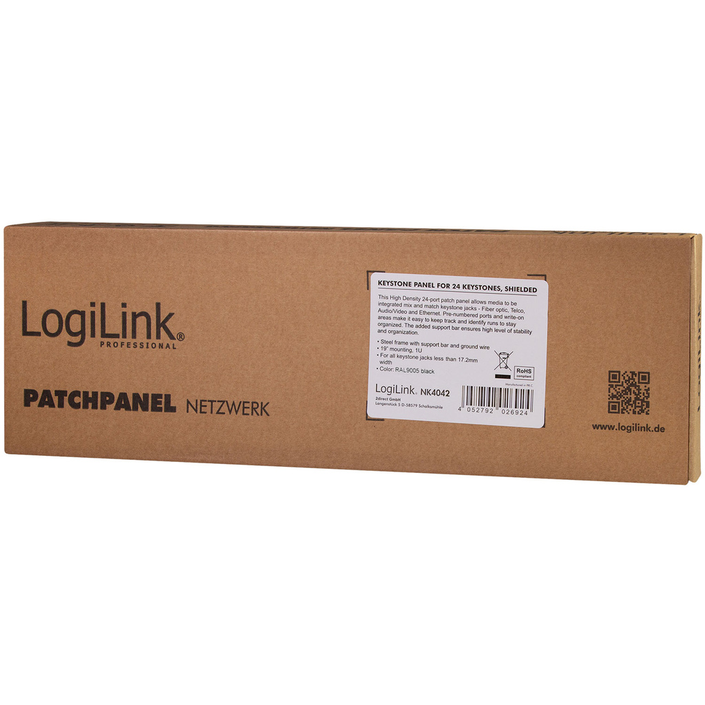 Patchpanel för 24st Keystone-uttag för 19" rack U1 Svart