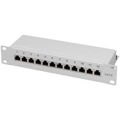 Patchpanel 12-portar Cat6 för 10" rack U1 Grå