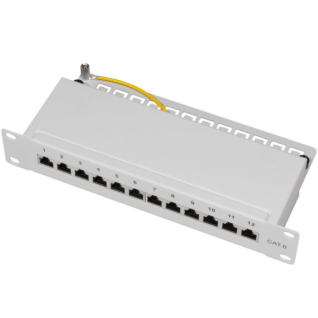 Patchpanel 12-portar Cat6 för 10" rack U1 Grå