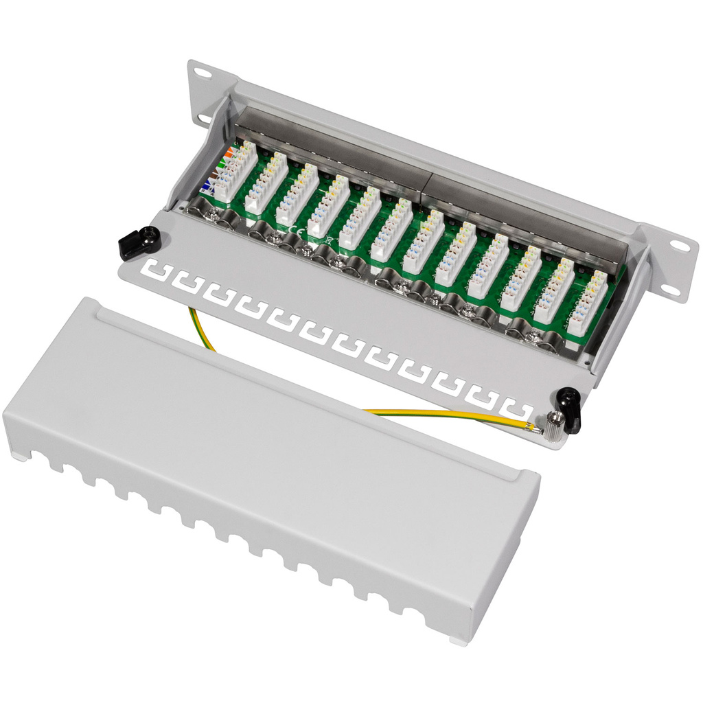 Patchpanel 12-portar Cat6 för 10" rack U1 Grå