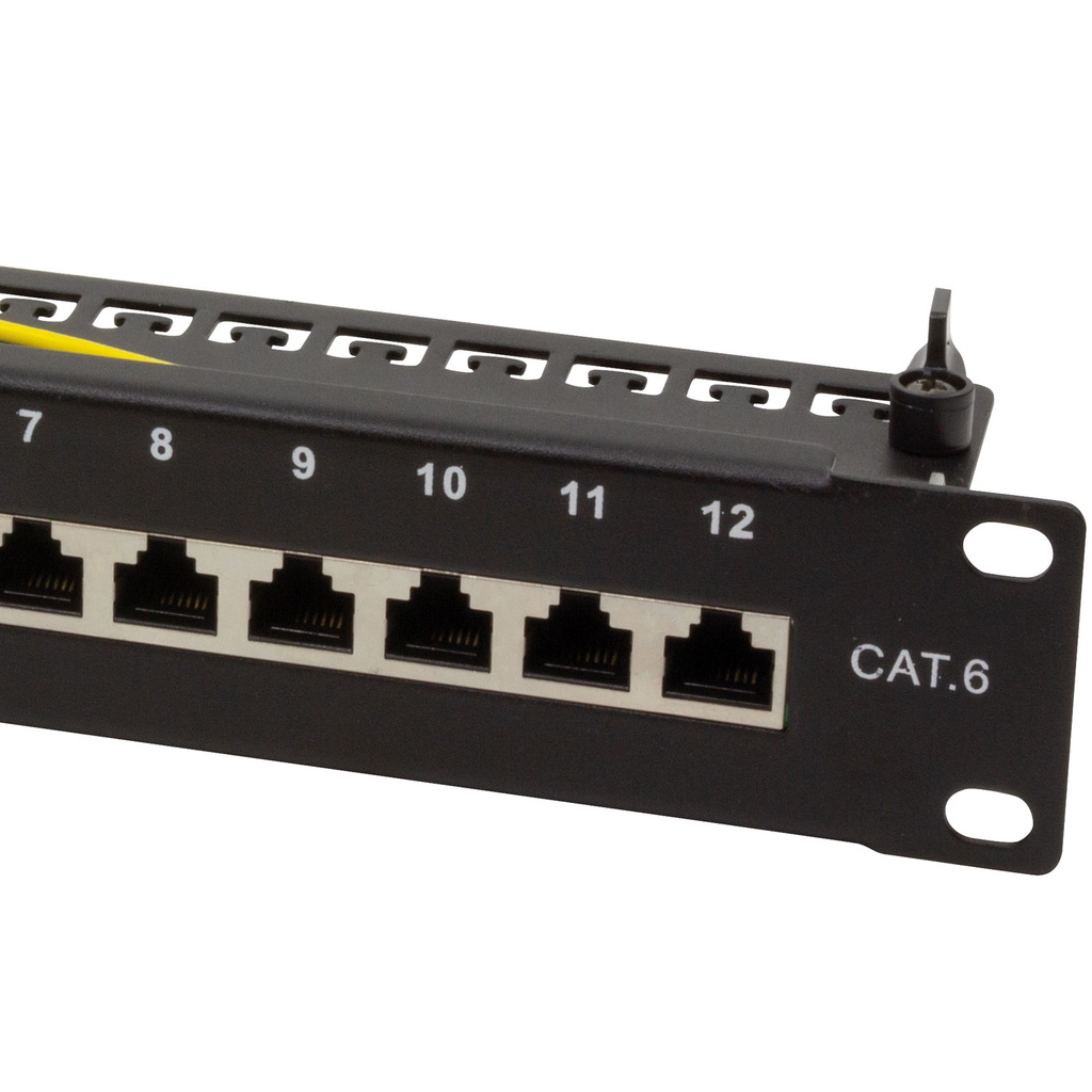 Patchpanel 12-portar Cat6 för 10" rack U1 Svart