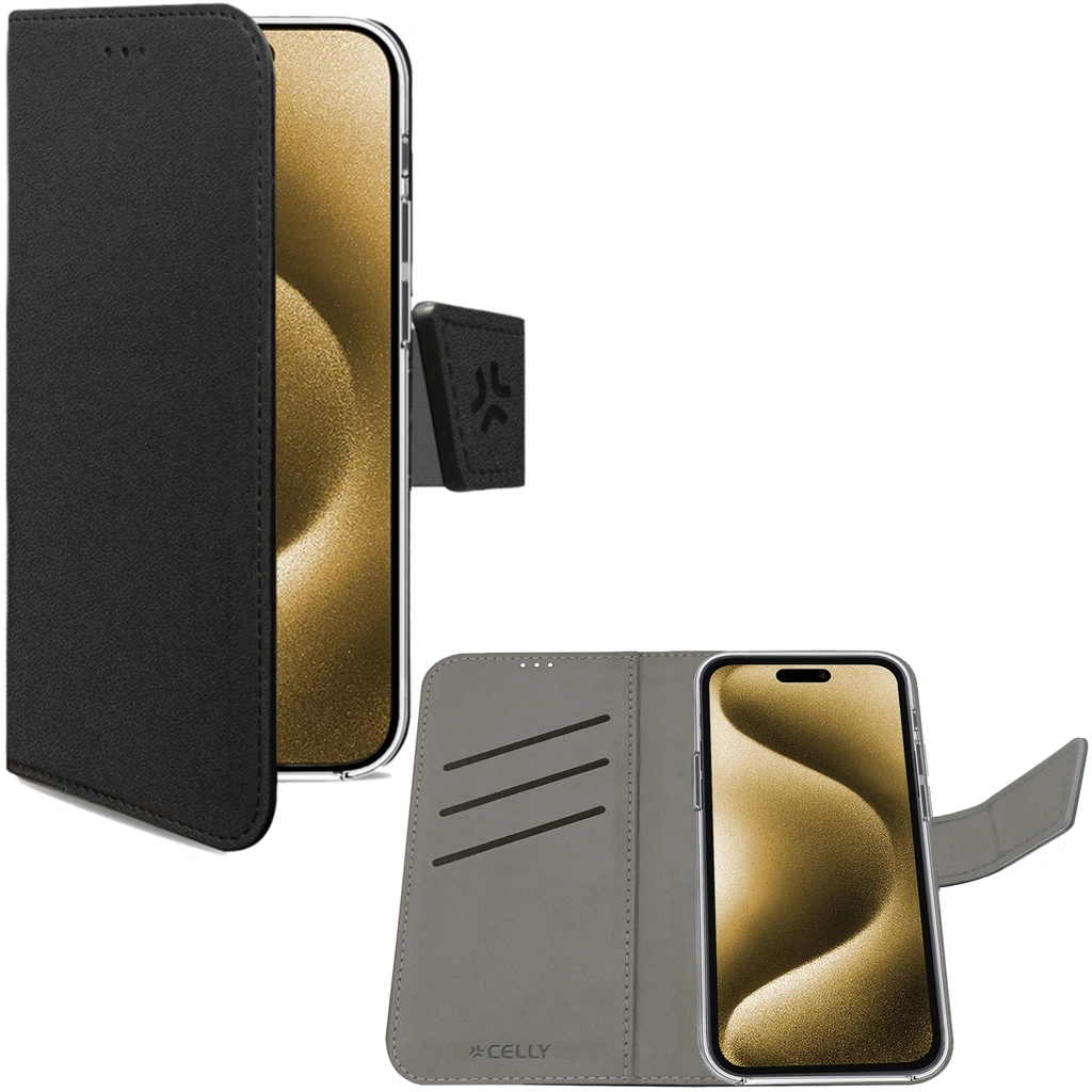 Wally Wallet Case iPhone 16 Plus Svart