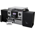 Musik-anläggning Vinyl Radio CD Dubbel-kassett Bluetooth Högtalare MCD5600SW Silvergrå