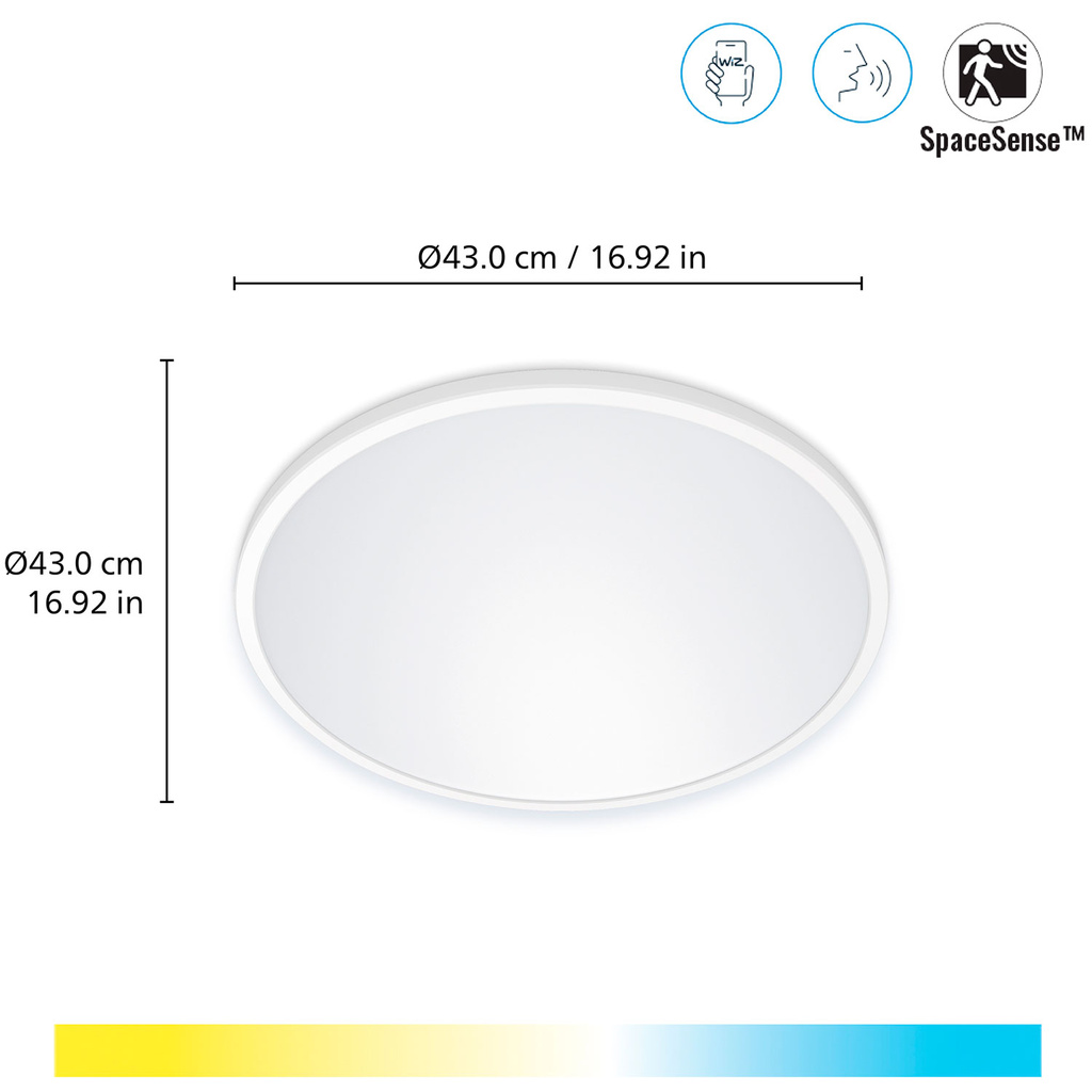 WiFi SuperSlim Plafond Ø430 22W 2450lm Varm-kallvit