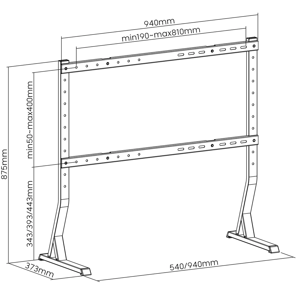 Bordsstativ för TV 45"-90" max 60kg Svart