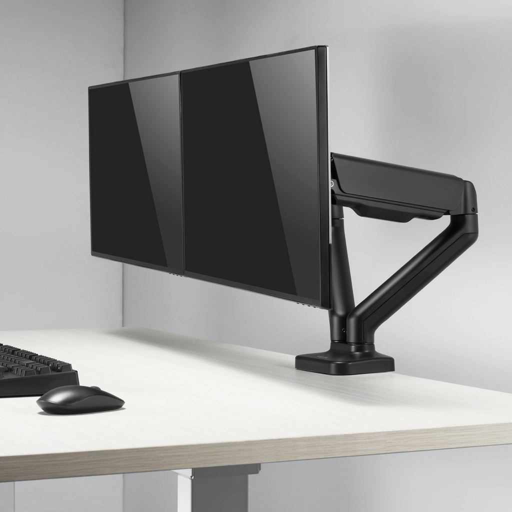 Monitorarm dubbel med fjäder 17"-32" Svart