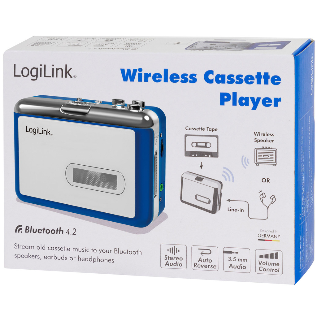Kassettbandspelare för Bluetooth-hörlurar/högtalare