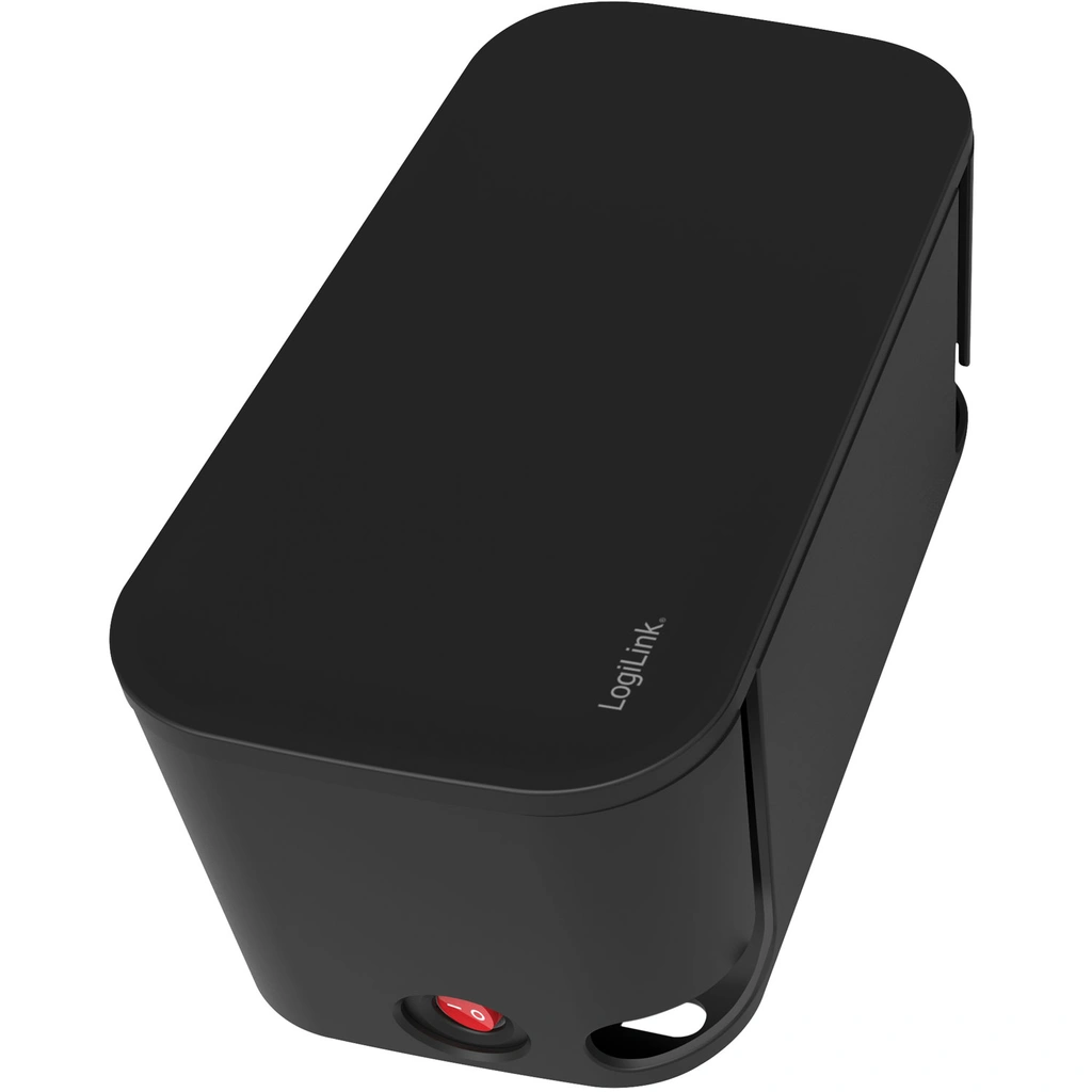 Cable box - Kabelgömma med grenuttag + USB-A/USB-C-laddning Svart