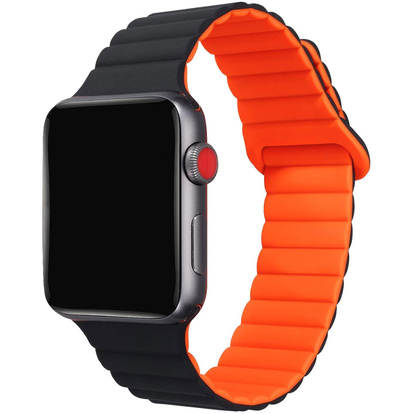 Armband till Apple Watch 42/44/45mm Magnetiskt Svart/Orange