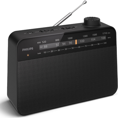 Bärbar analog FM/MW-radio TAR2509. Nät- eller batteridriven.