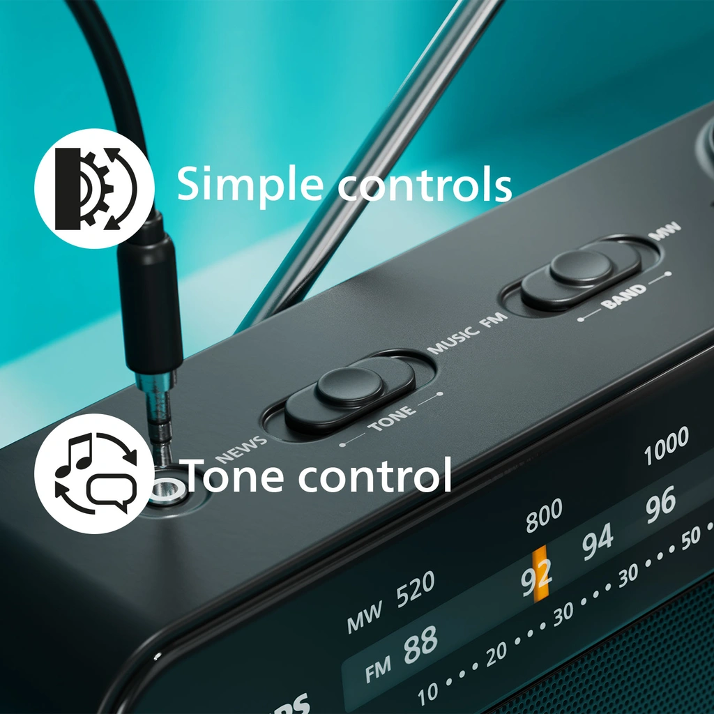 Radio FM MW TAR2509 Svart