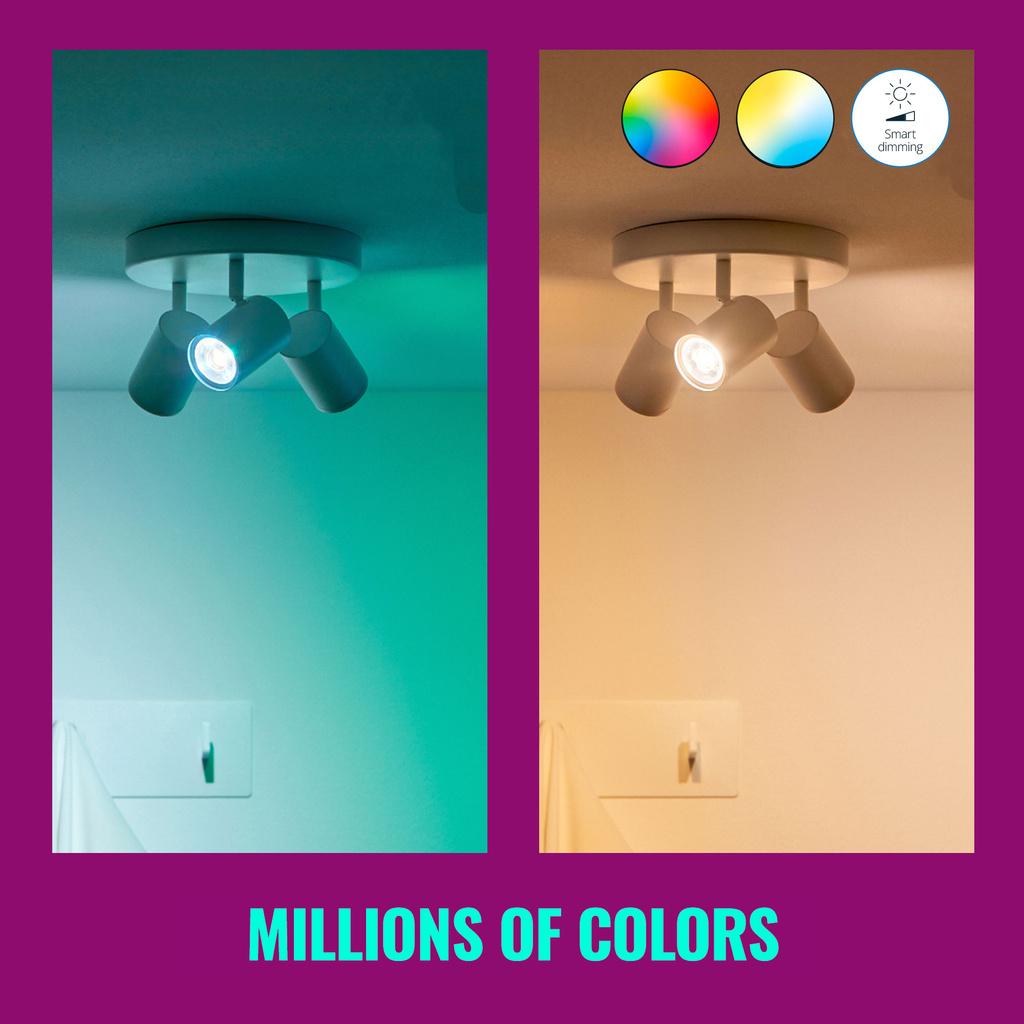 WiFi Smart LED GU10 50W 345lm Färg + Varm-kallvit 3-pack