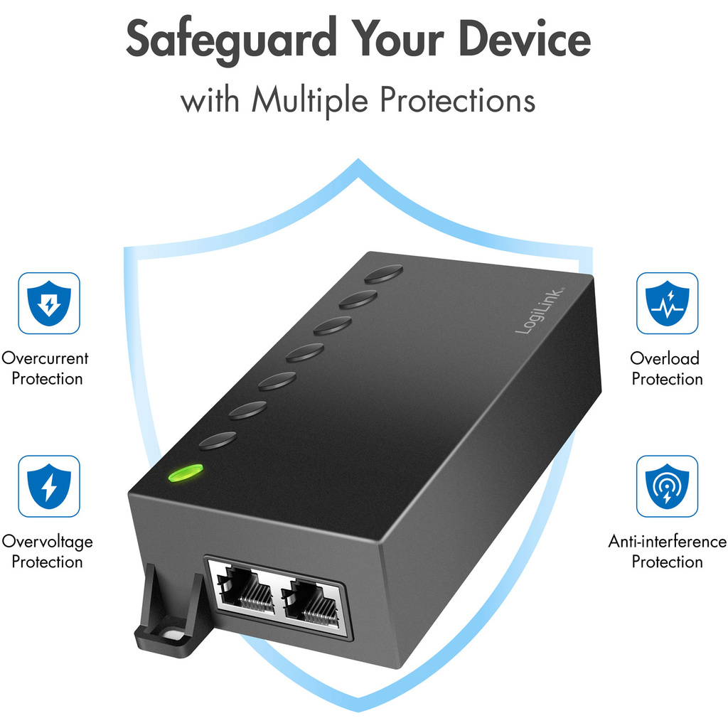 Gigabit PoE++ Injector 60W IEEE802.3af/at/bt 